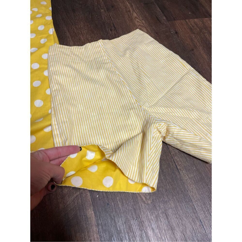 Vintage 60s Bright Yellow Polka Dot & Stripes Reversible Tunic Top & Shorts Set - Picture 7 of 14
